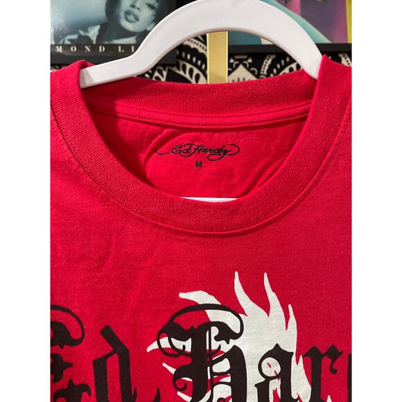 Ed Hardy Dragon Oversized Y2K Streetwear Deadstock Short Sleeve Tee Red Large - Picture 3 of 8